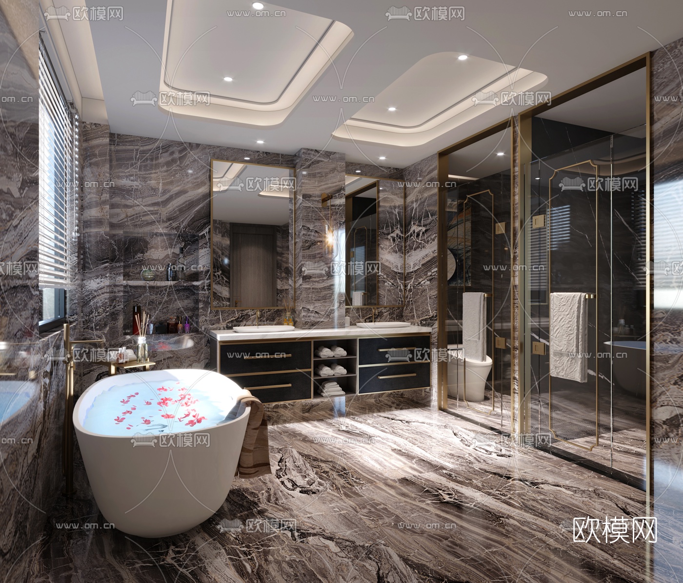 现代轻奢卫生间3d模型下载