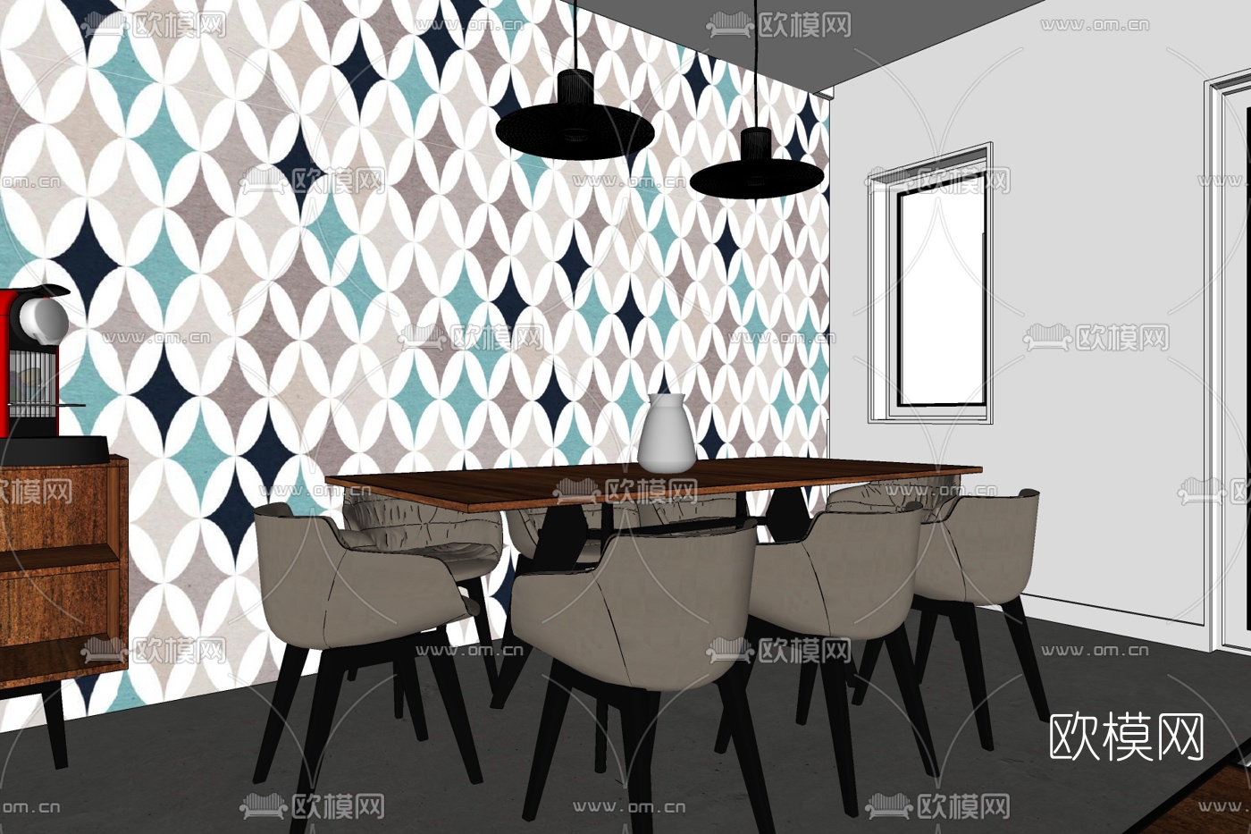 现代餐厅免费su模型下载