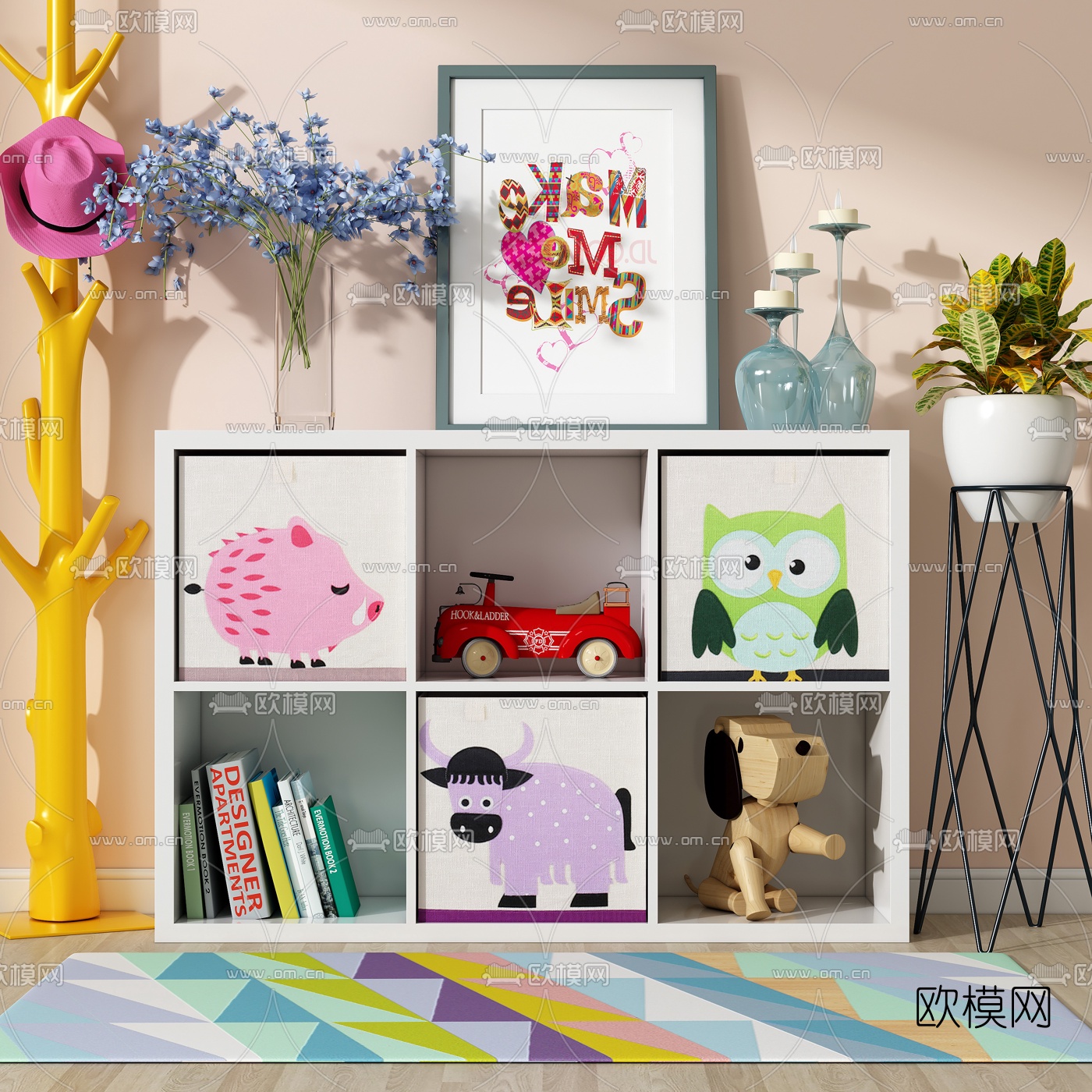 现代儿童玩具柜3d模型下载