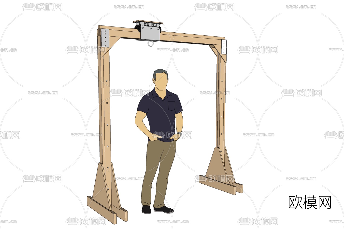 工业风龙门吊机免费su模型下载
