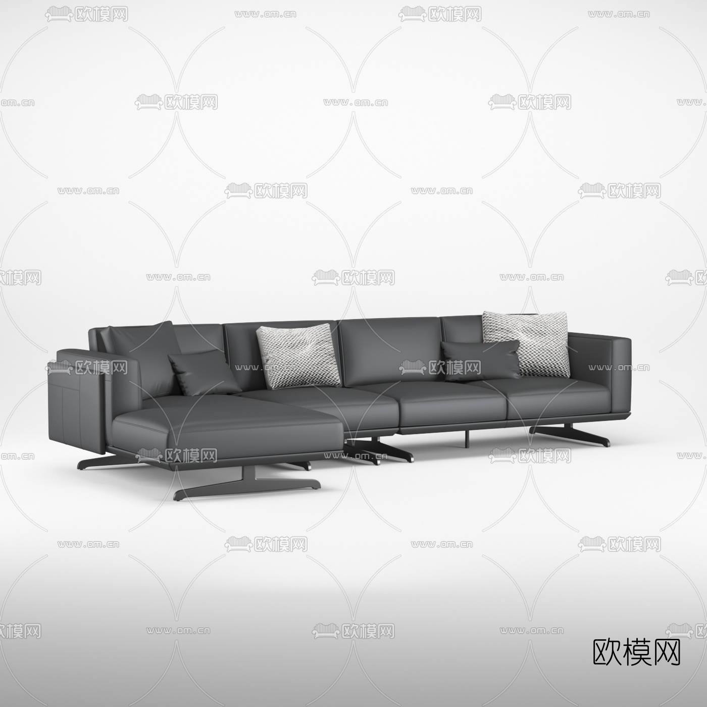 现代布艺转角沙发3d模型