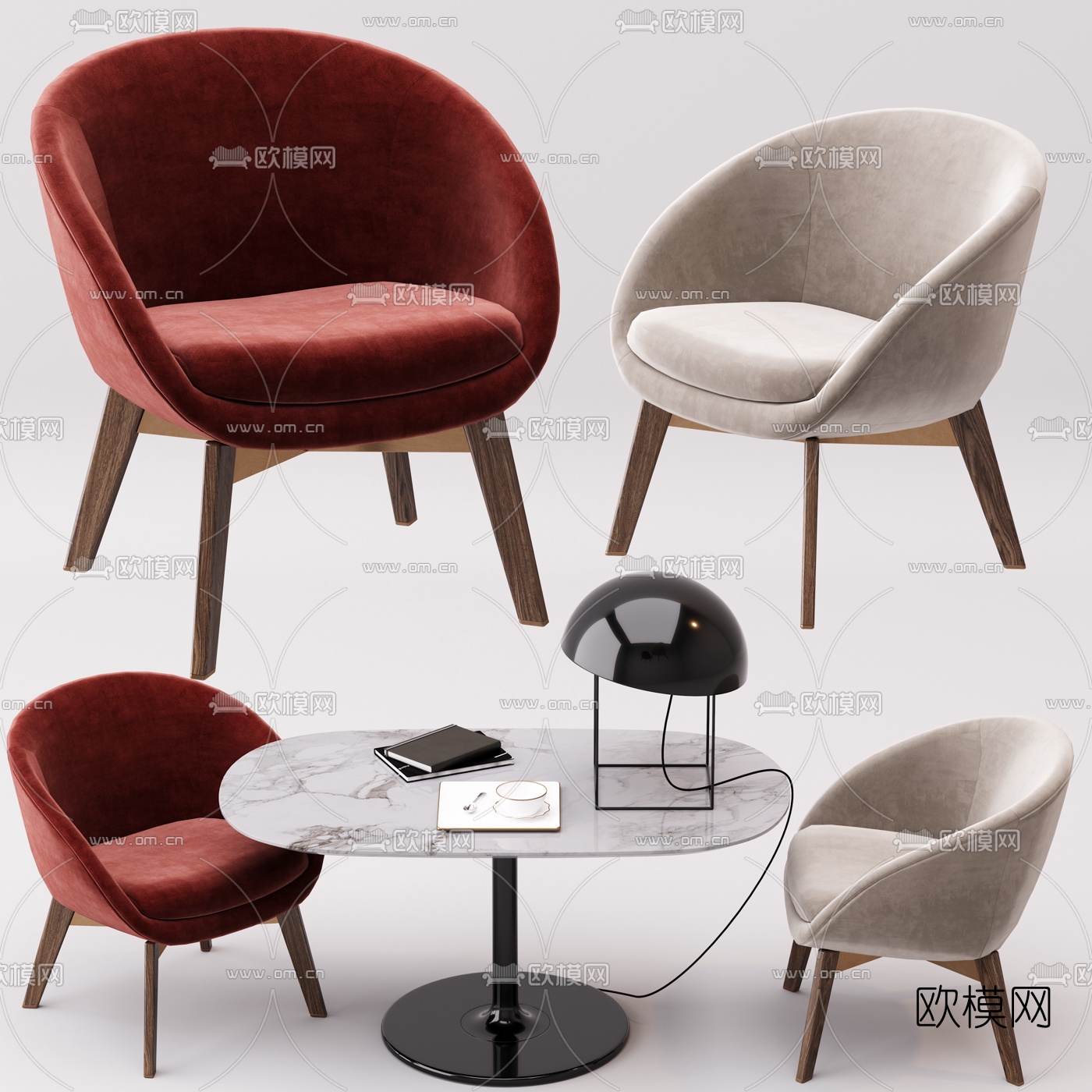 现代大理石休闲桌椅3d模型下载