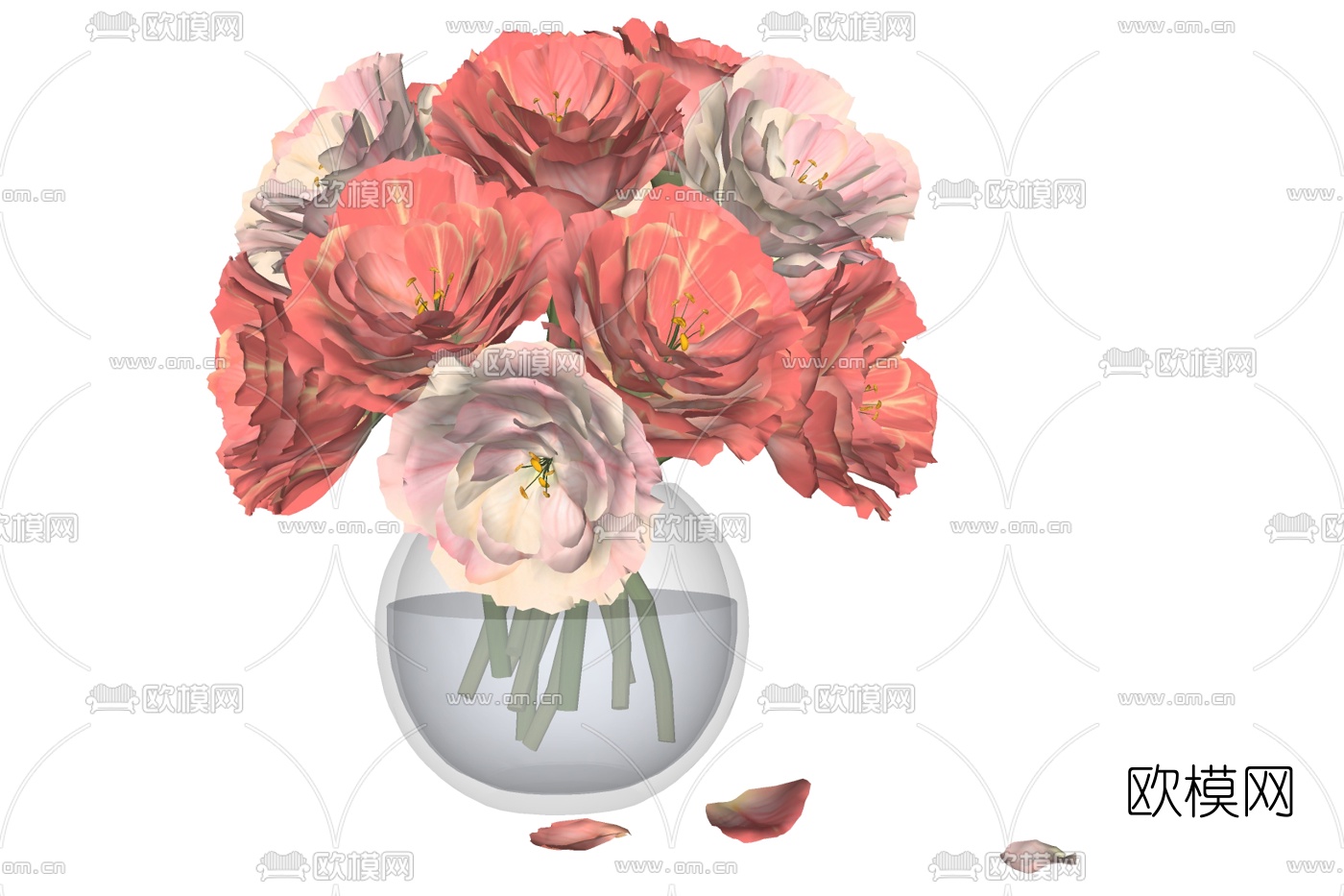 现代花瓶花卉免费su模型下载