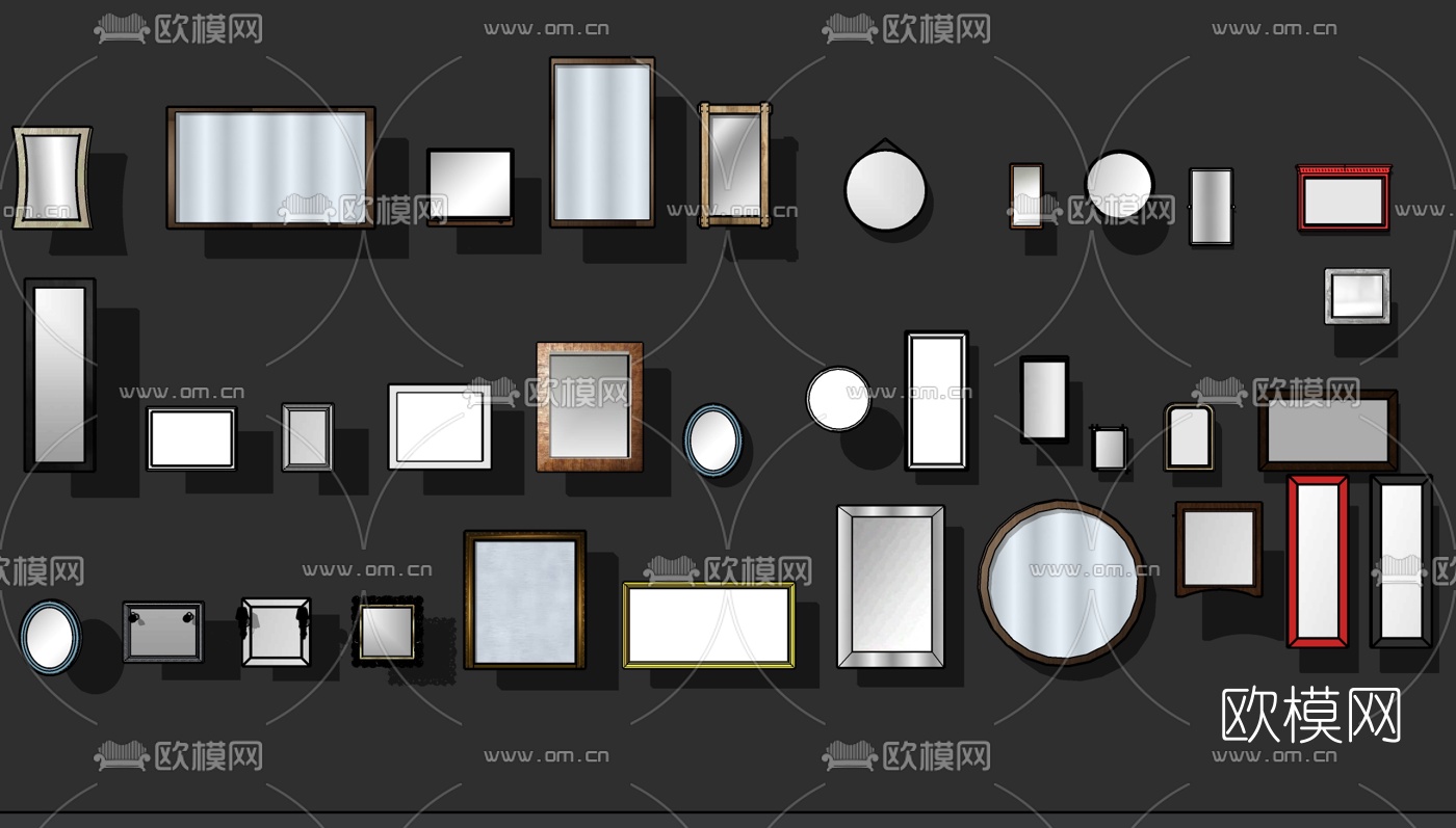 现代简约镜子su模型下载（渲染图1）
