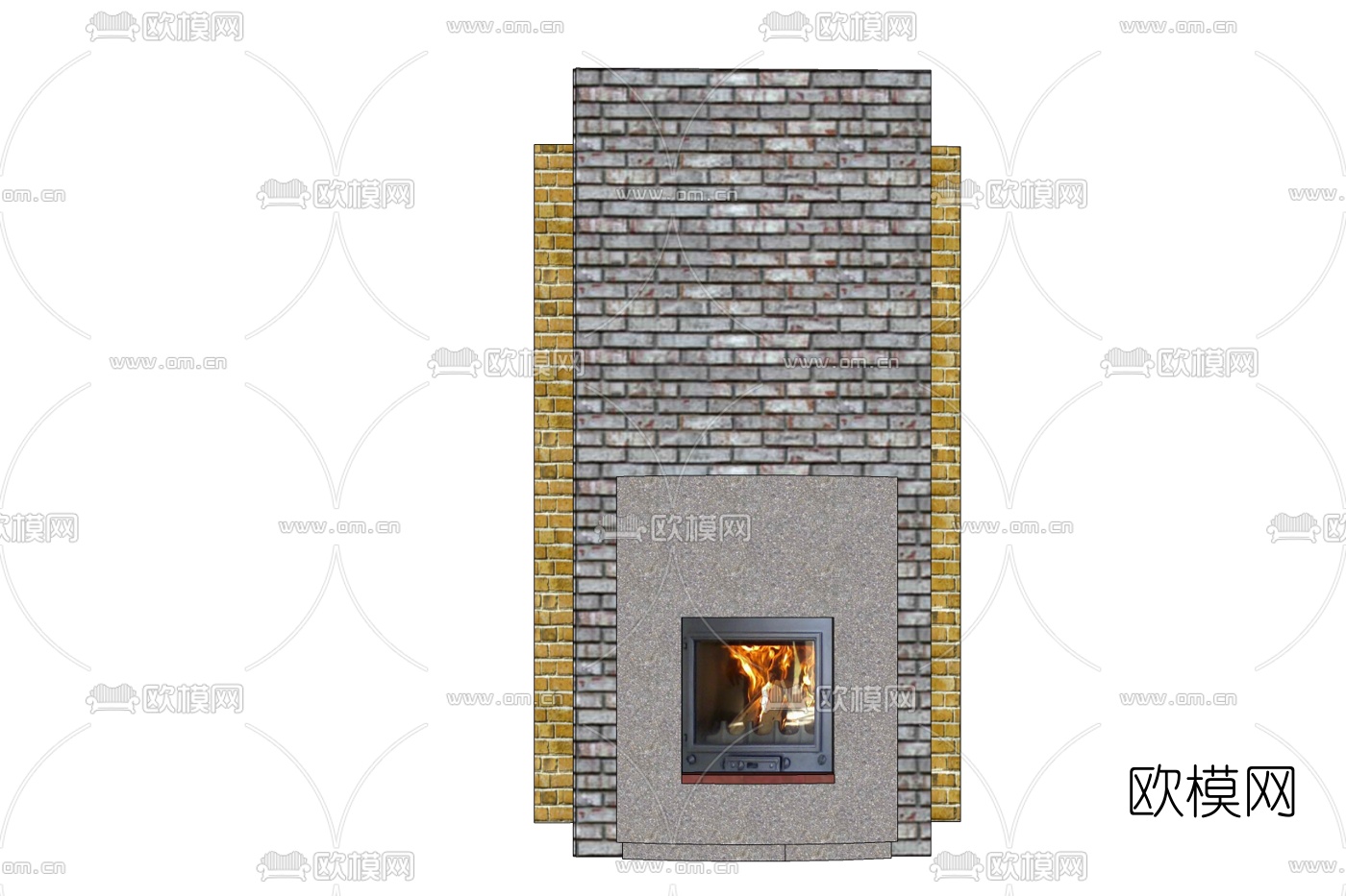 现代瓷砖壁炉免费su模型下载