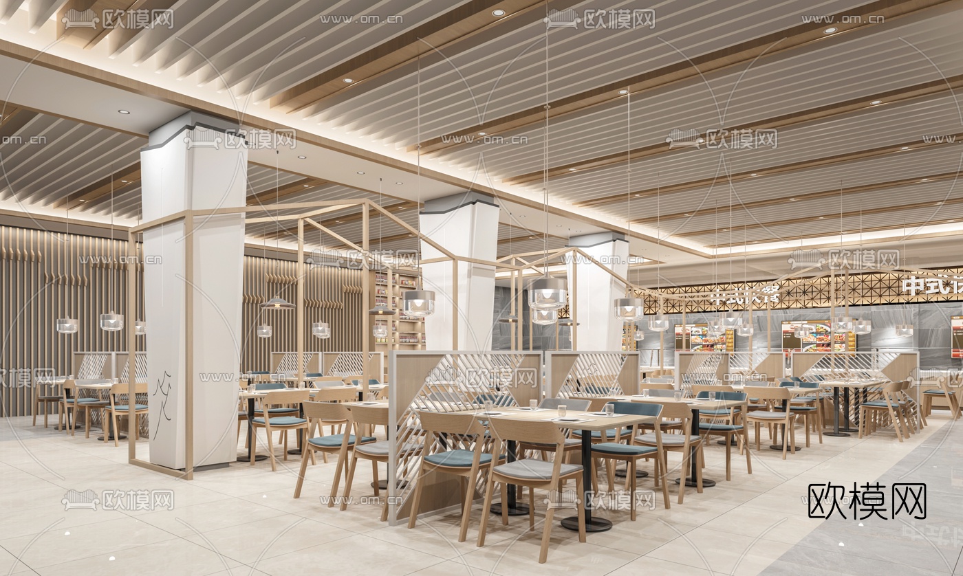 自然风中餐厅3d模型下载