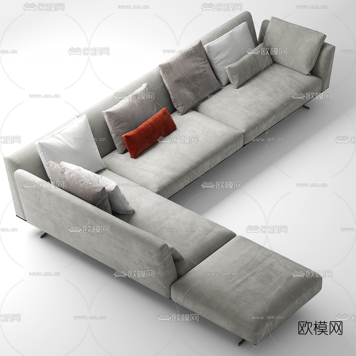 现代布艺拐角沙发3d模型