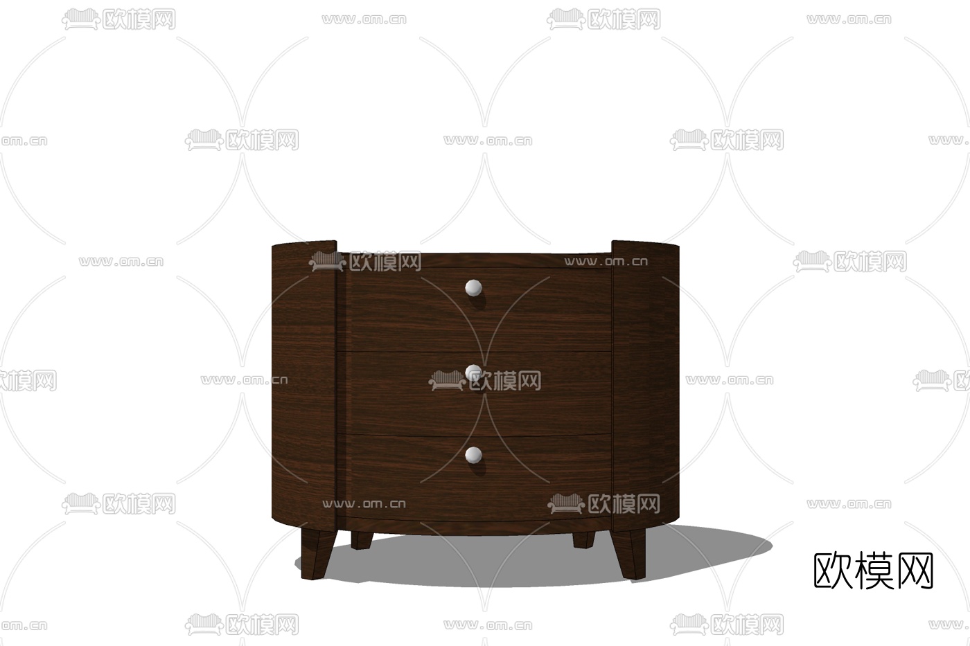 现代实木床头柜免费su模型下载