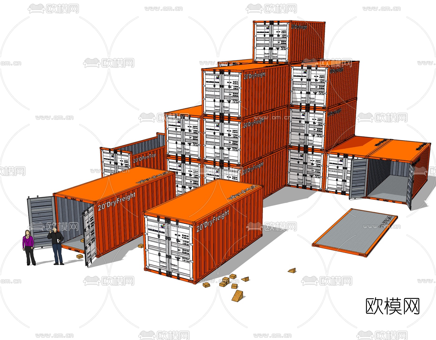 工业风集装箱免费su模型下载