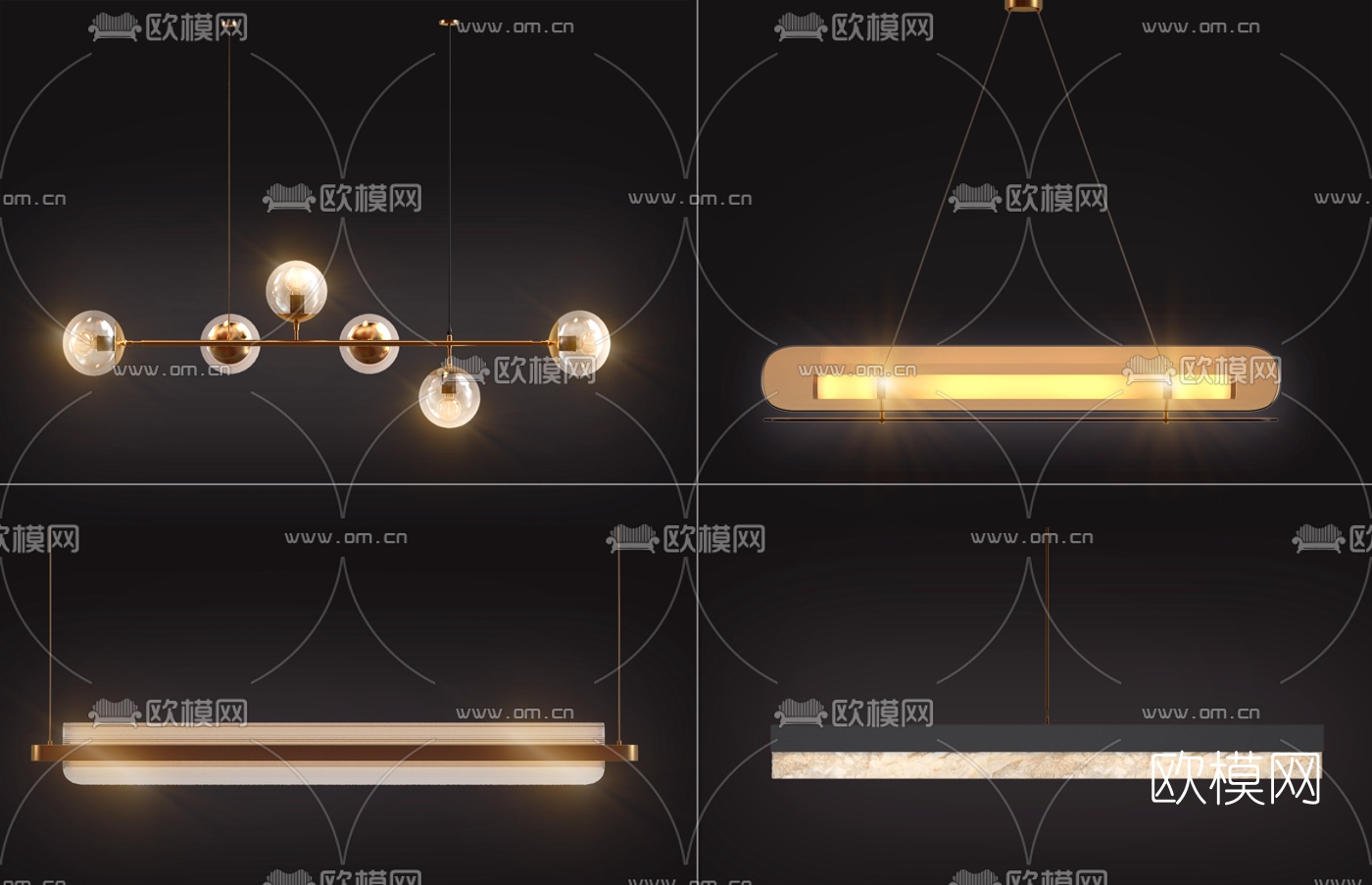 现代金属玻璃吊灯3d模型