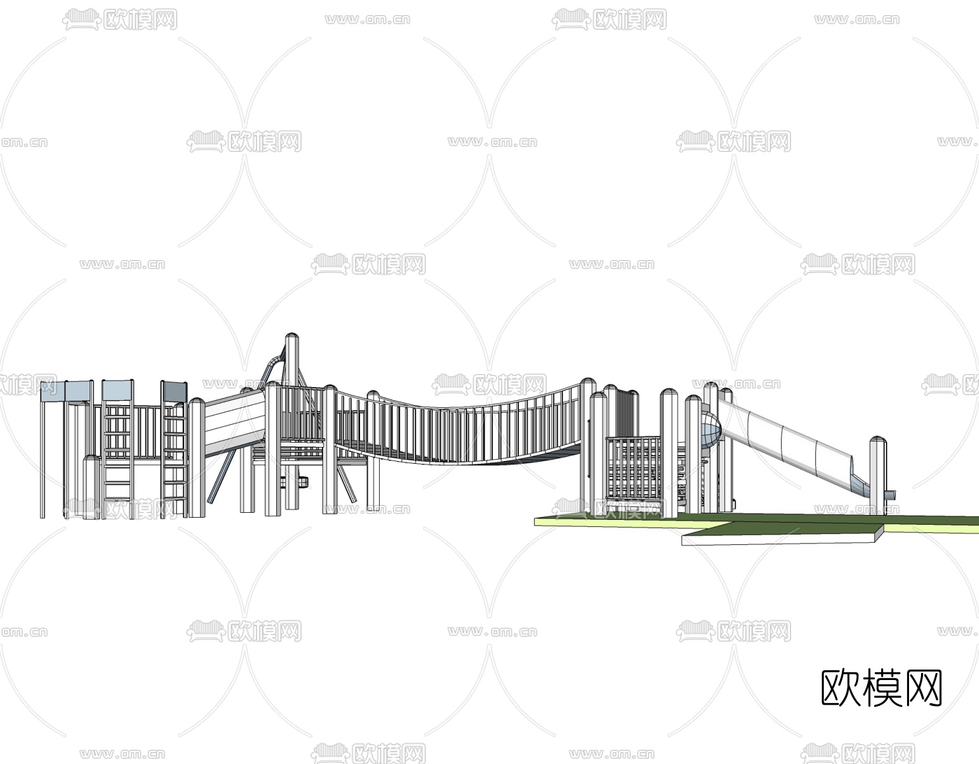 现代儿童滑梯免费su模型下载
