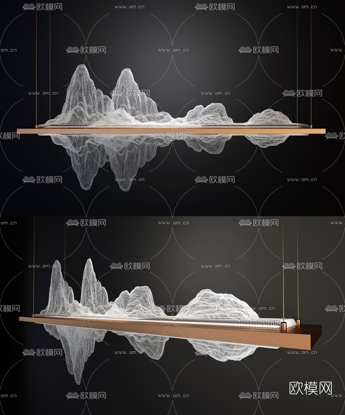 新中式金属装饰灯3d模型下载（渲染图1）