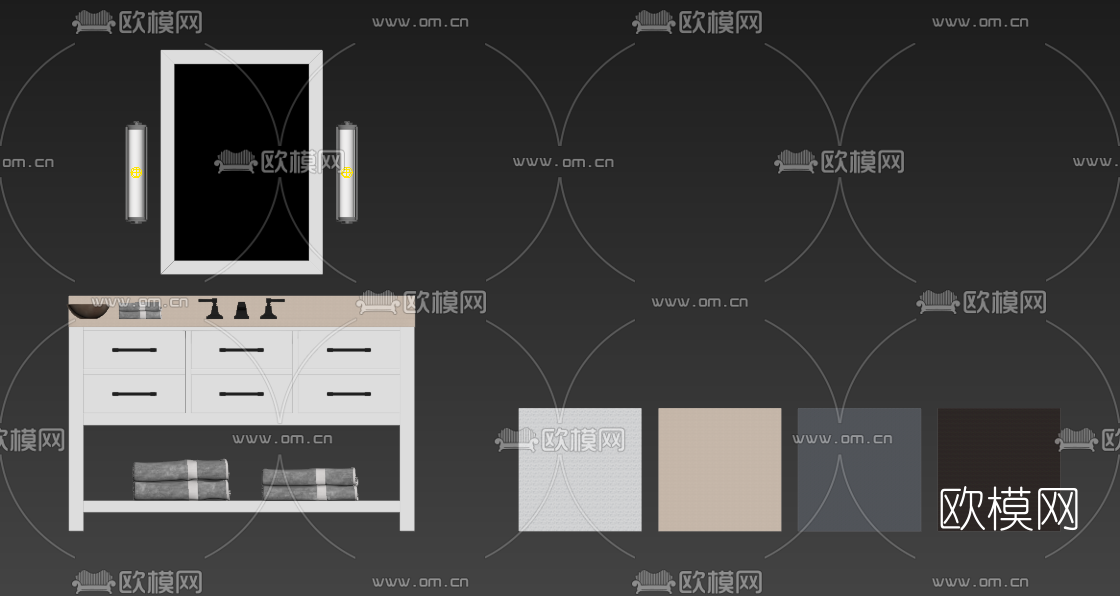 现代浴室柜su模型