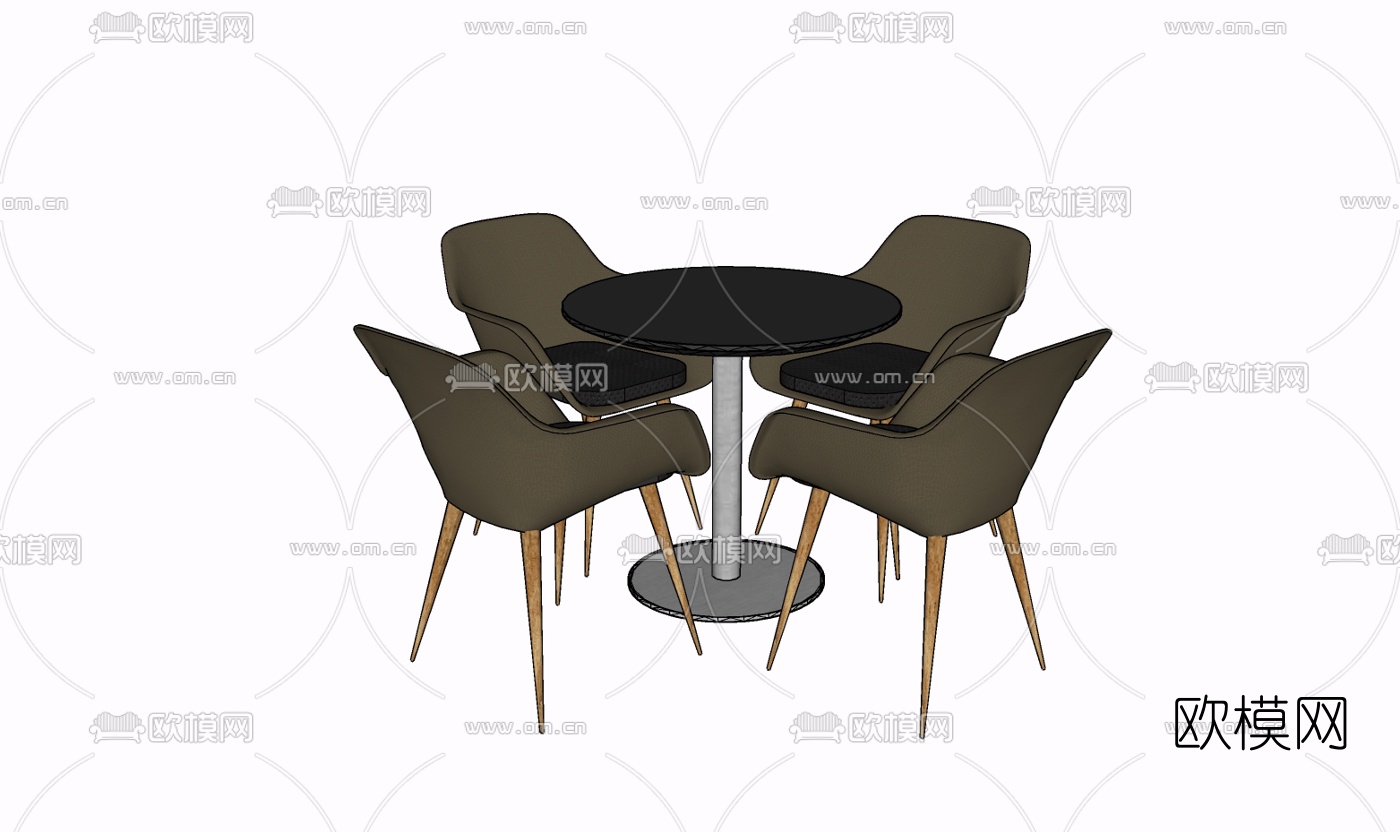 现代餐桌椅免费su模型下载