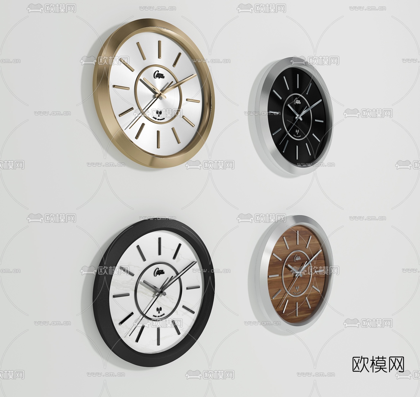 现代圆形挂钟3d模型下载（渲染图2）