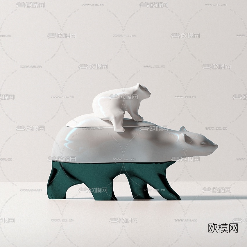 现代北极熊雕塑3d模型