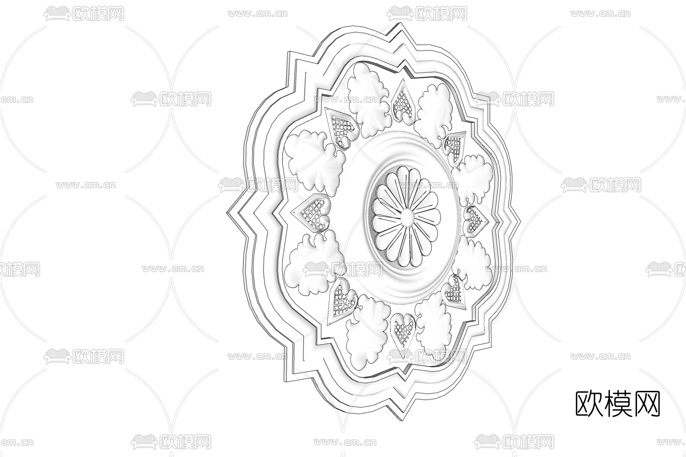 欧式石膏雕花免费su模型下载