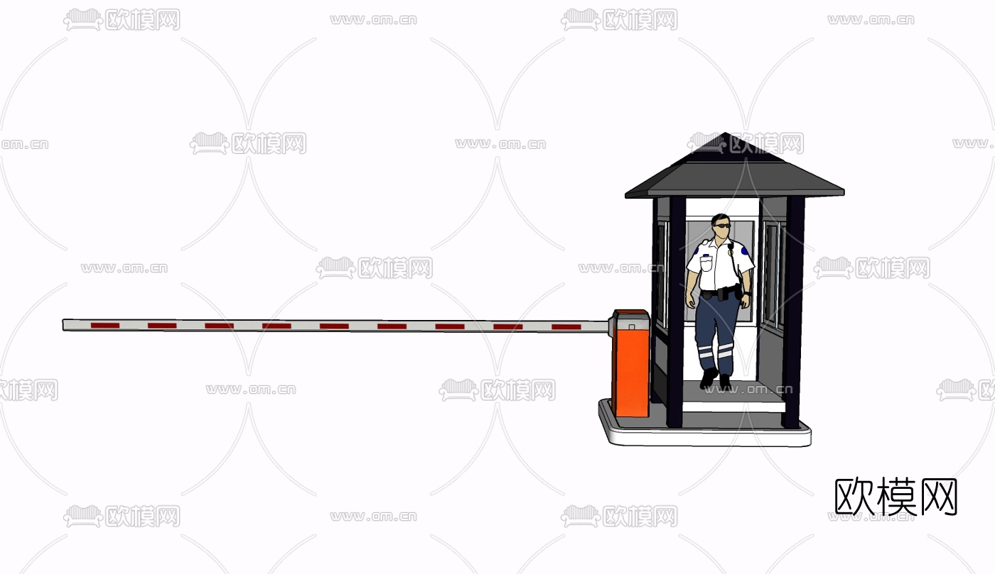 现代门卫室免费su模型下载