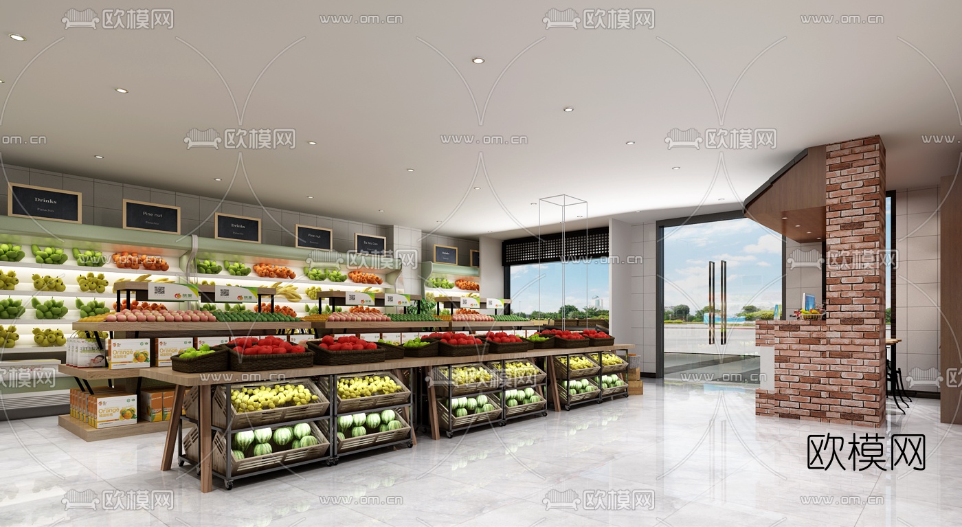 现代水果店免费3d模型