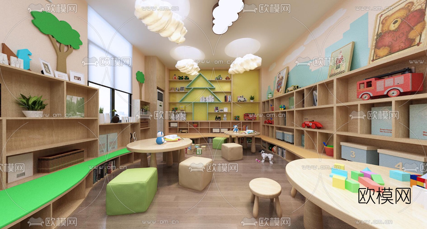 现代幼儿园游乐室vr全景3d模型