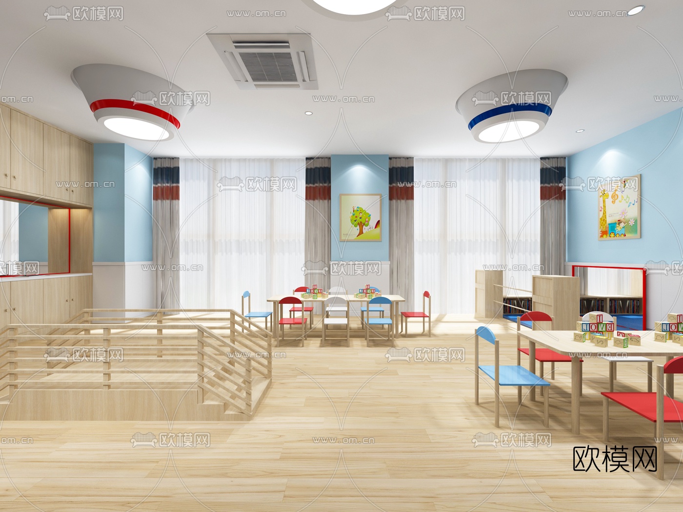 现代幼儿园活动室免费3d模型