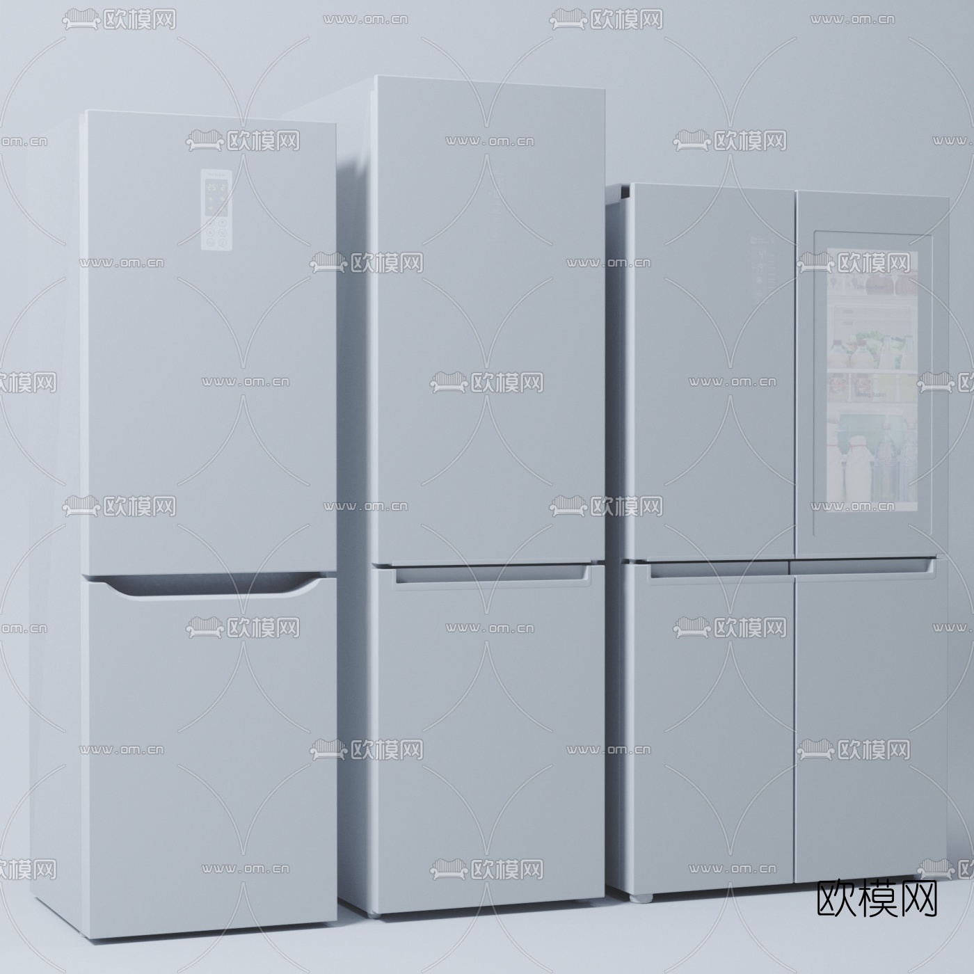 现代智能冰箱组合3d模型