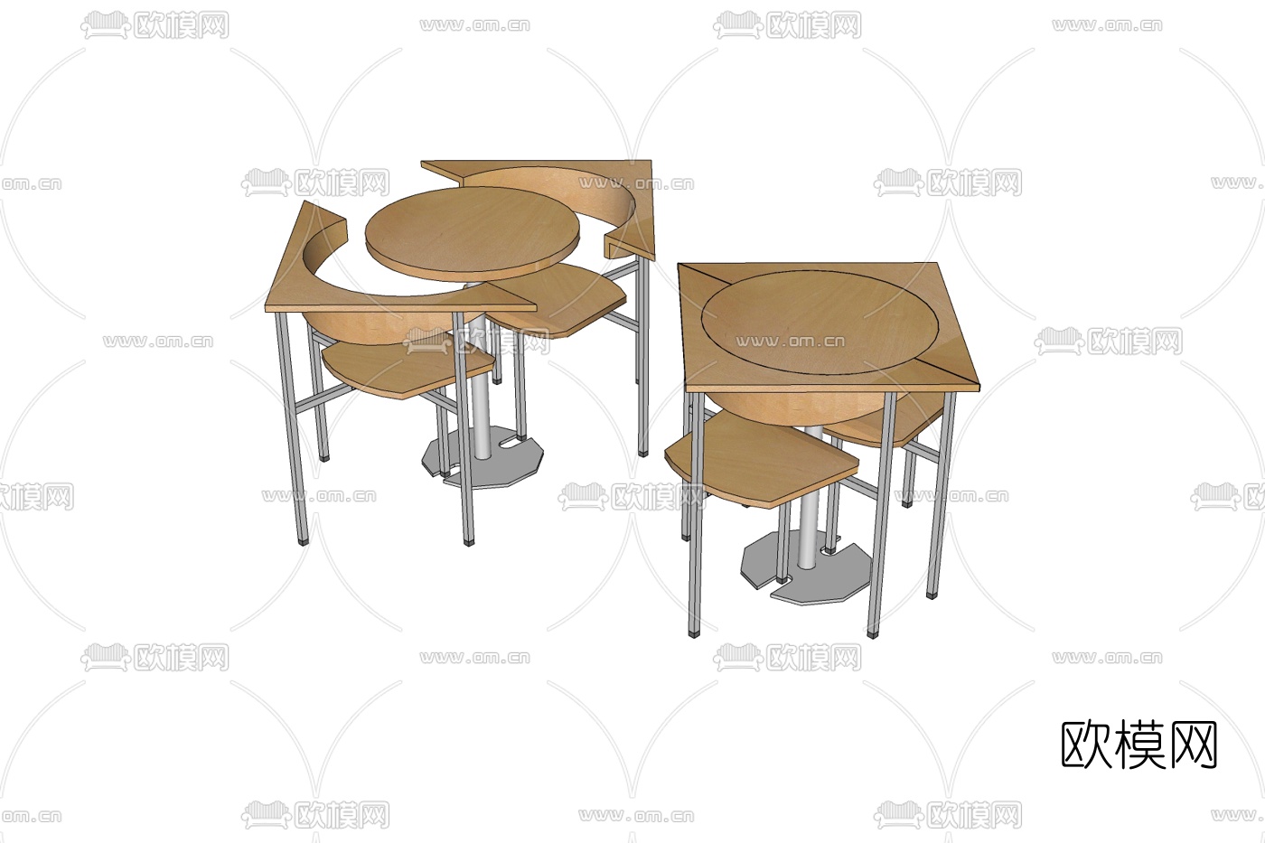 现代实木休闲桌椅免费su模型下载