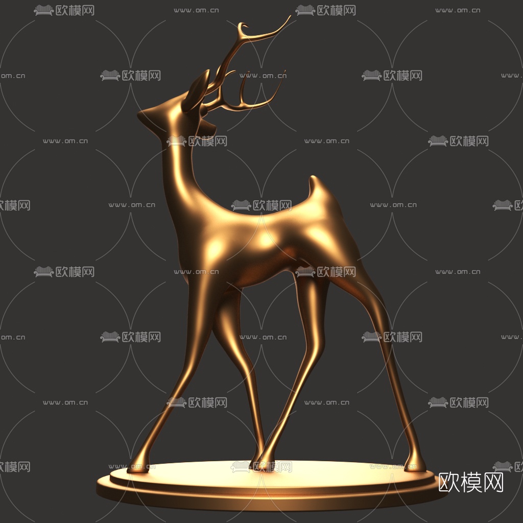 现代铜质羚羊饰品摆件3d模型