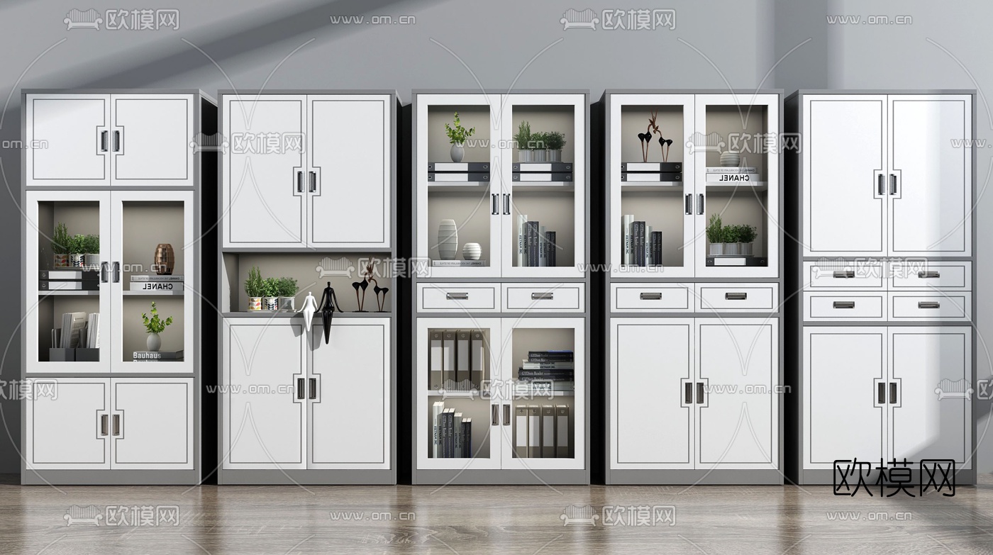 现代烤漆文件柜3d模型下载