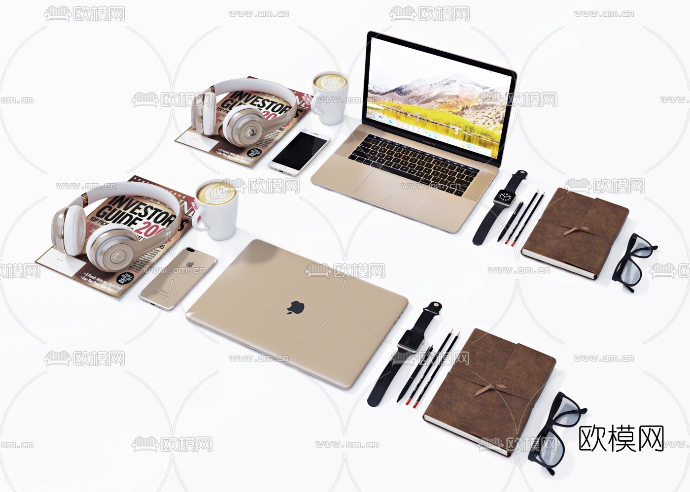 现代苹果电脑组合3d模型下载（渲染图1）