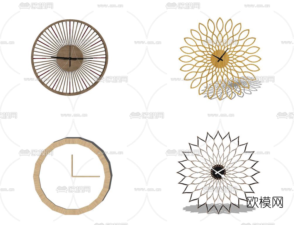 现代金属挂钟时钟su模型下载