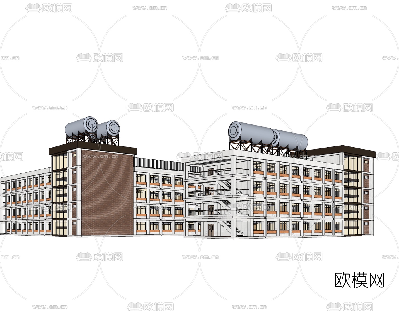 现代教学楼免费su模型