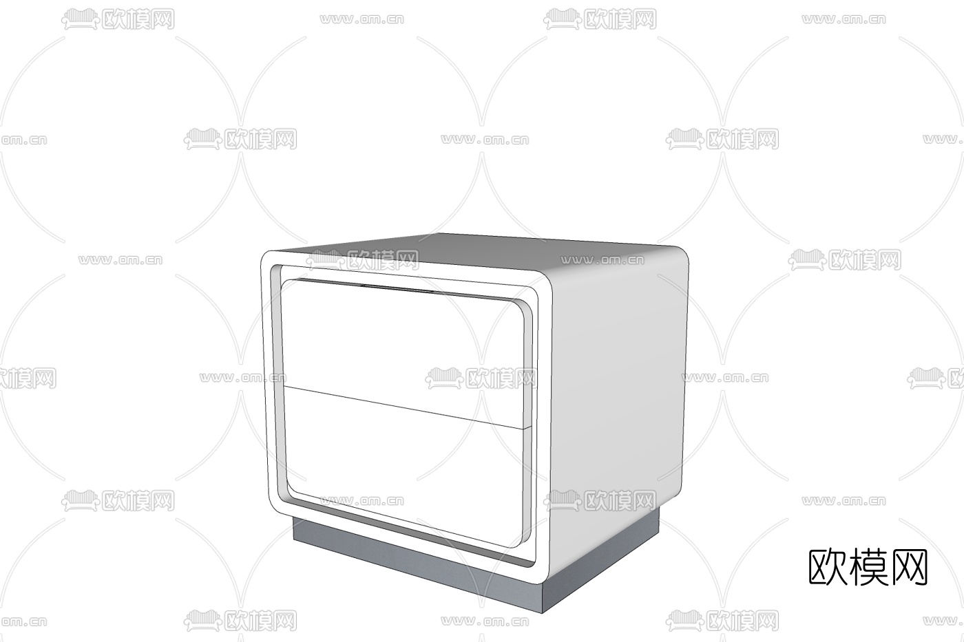 现代实木床头柜免费su模型下载