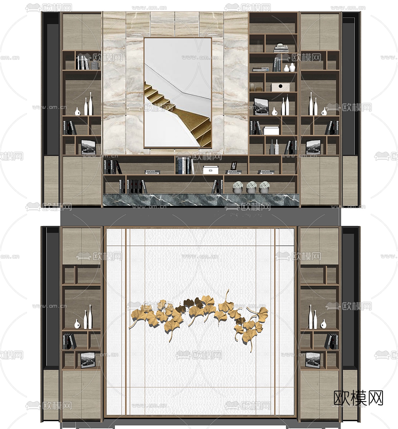 现代混搭背景墙组合3d模型