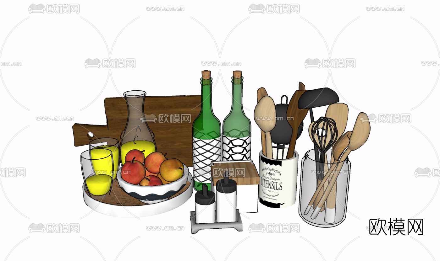 现代摆件免费su模型下载