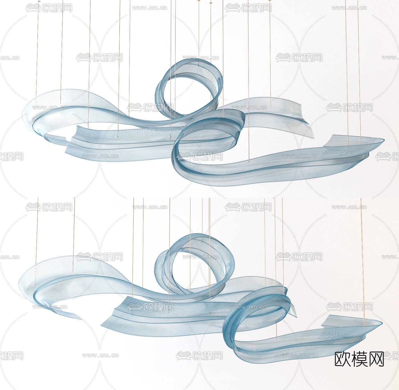 现代水景丝带装饰灯3d模型
