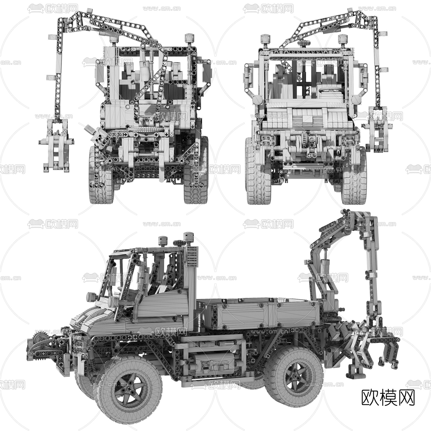 现代乐高工程车玩具3d模型下载（渲染图3）