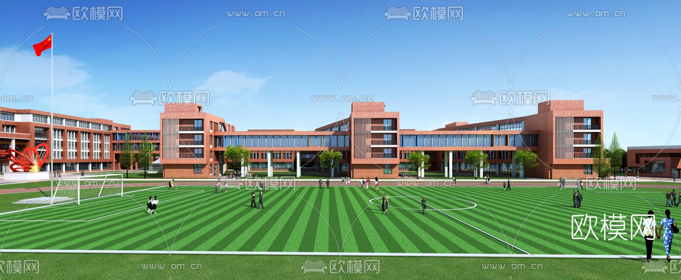 现代学校鸟瞰3d模型下载（渲染图3）