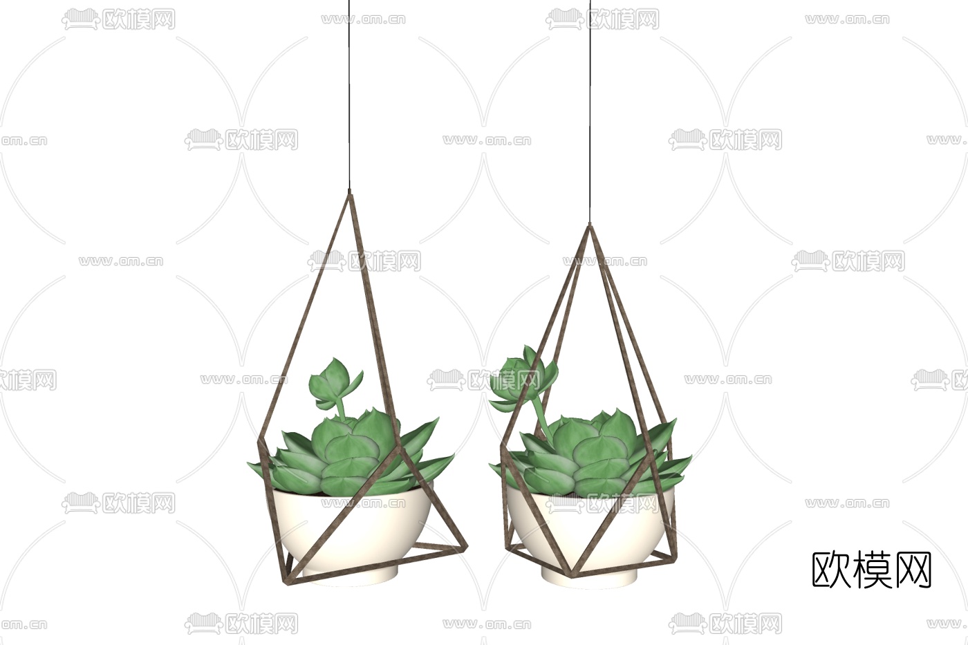 现代多肉植物盆栽免费su模型