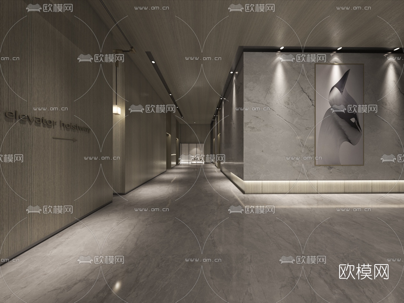 现代轻奢酒店大堂su模型下载（渲染图4）