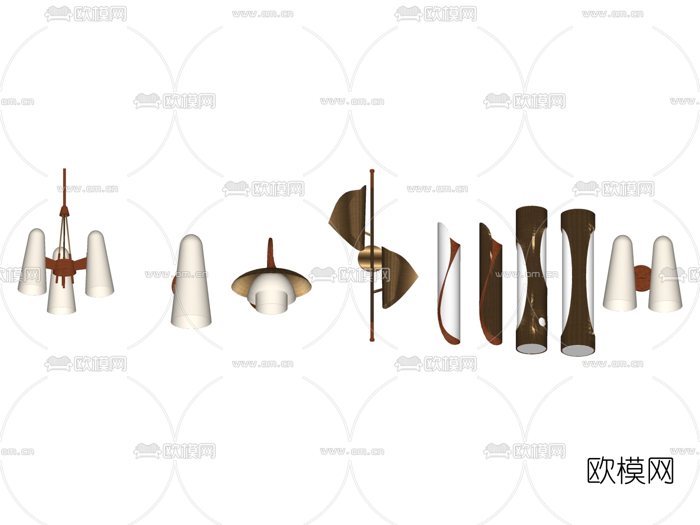 现代金属壁灯组合su模型下载