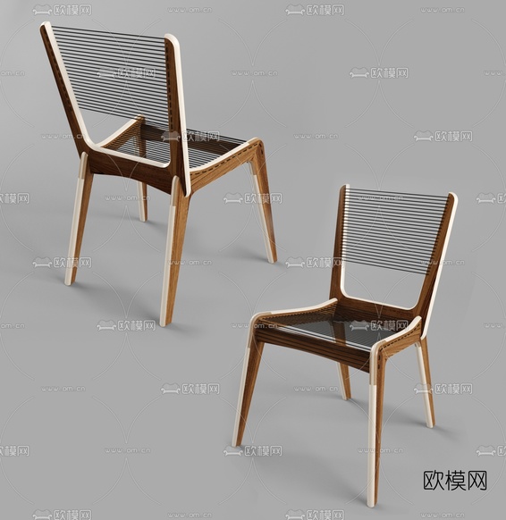 现代实木单椅3d模型下载