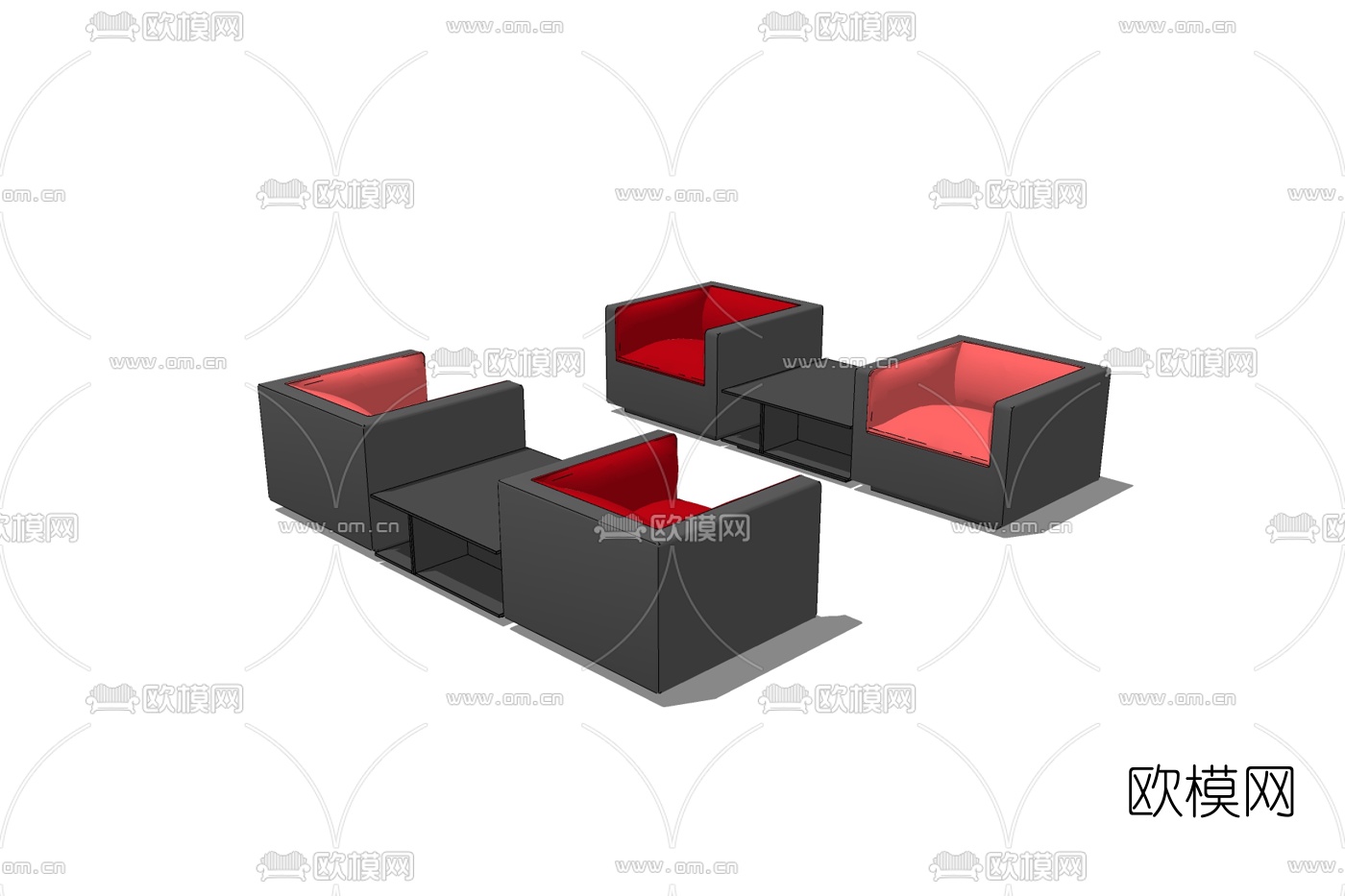 现代休闲桌椅免费su模型下载