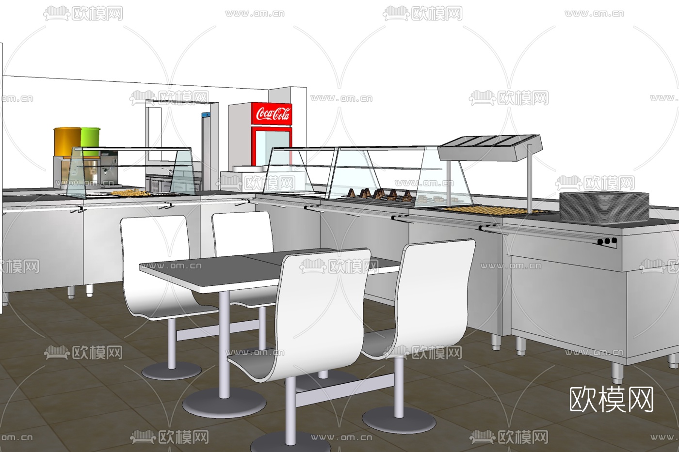 现代快餐店免费su模型下载