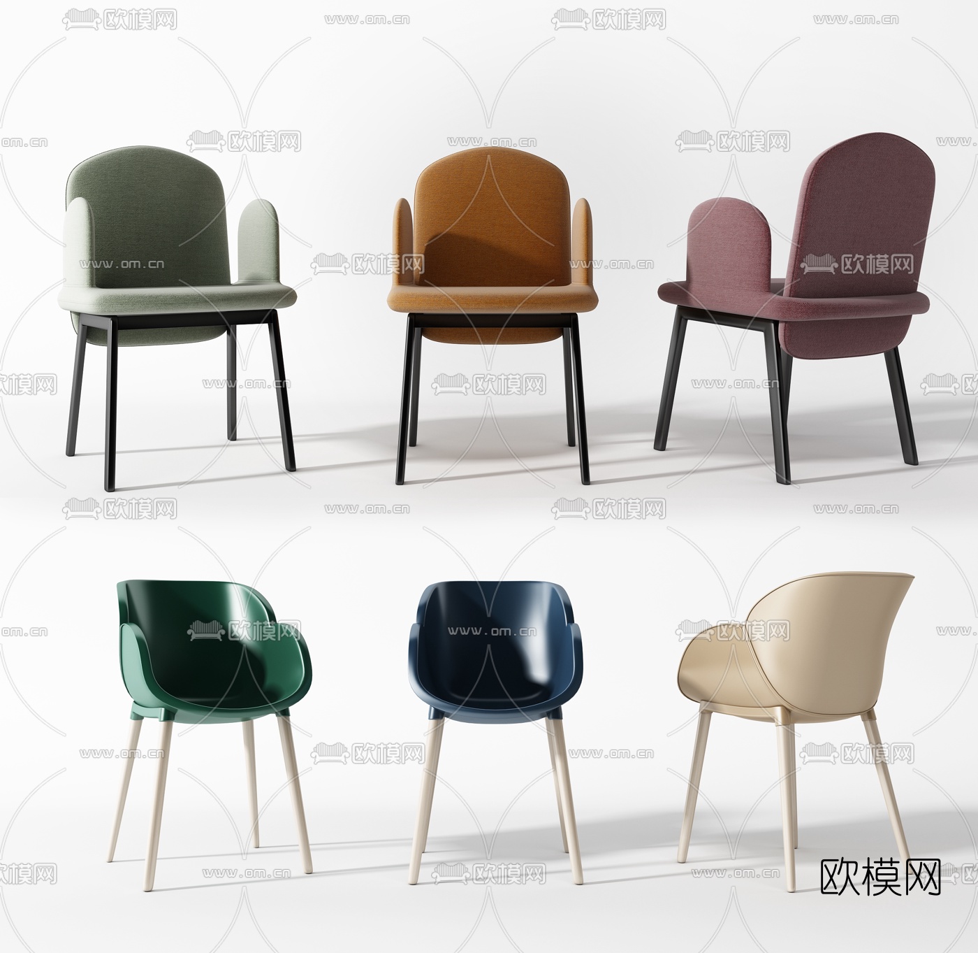 北欧布艺单椅3d模型下载