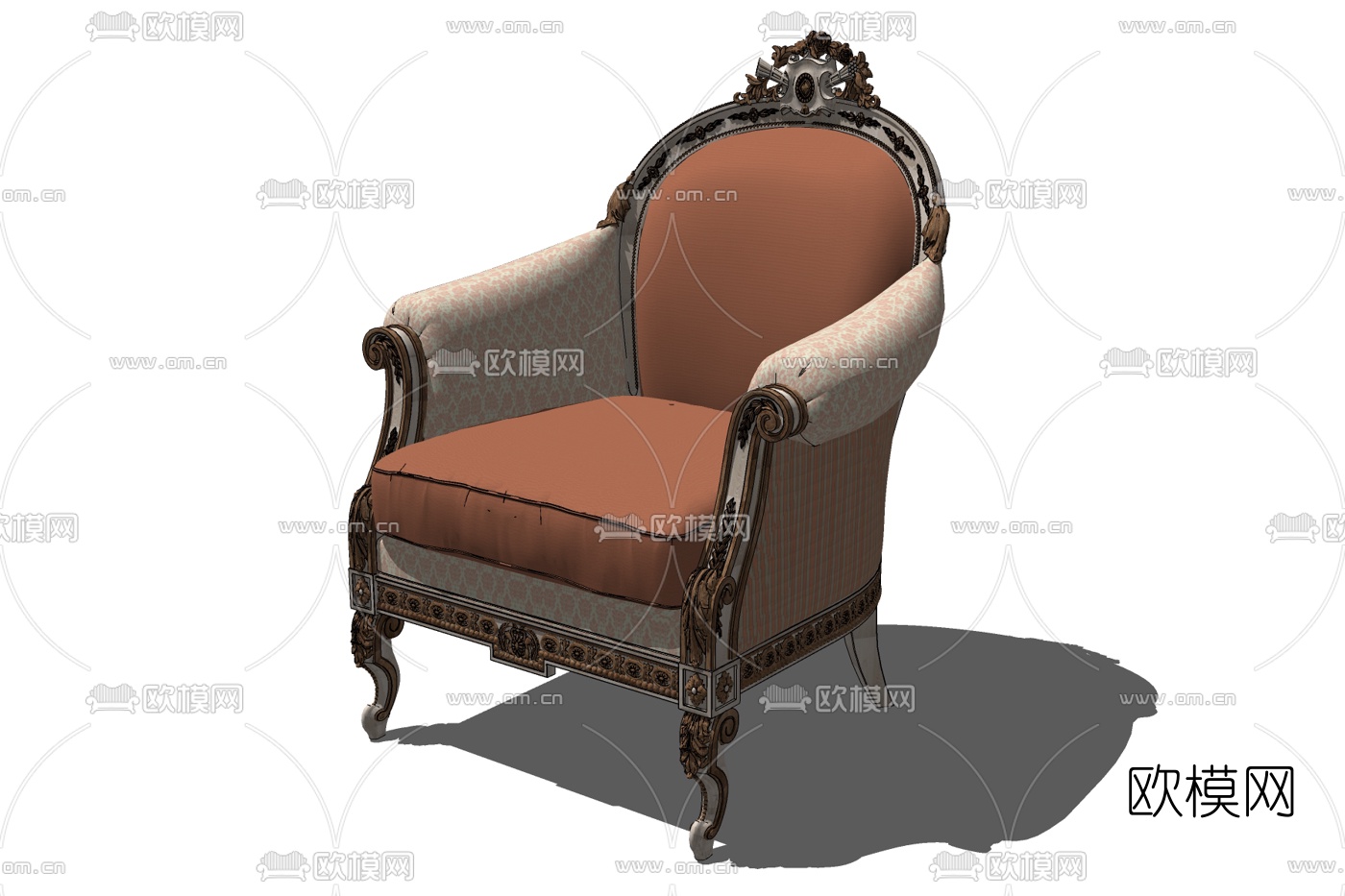 欧式布艺单椅免费su模型下载