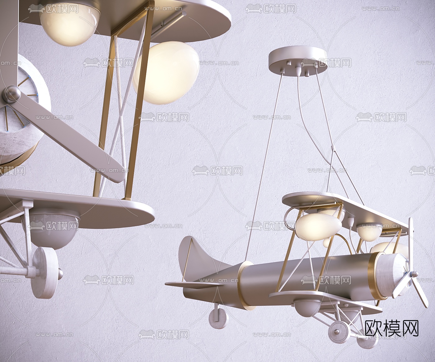 现代飞机造型吊灯3d模型下载