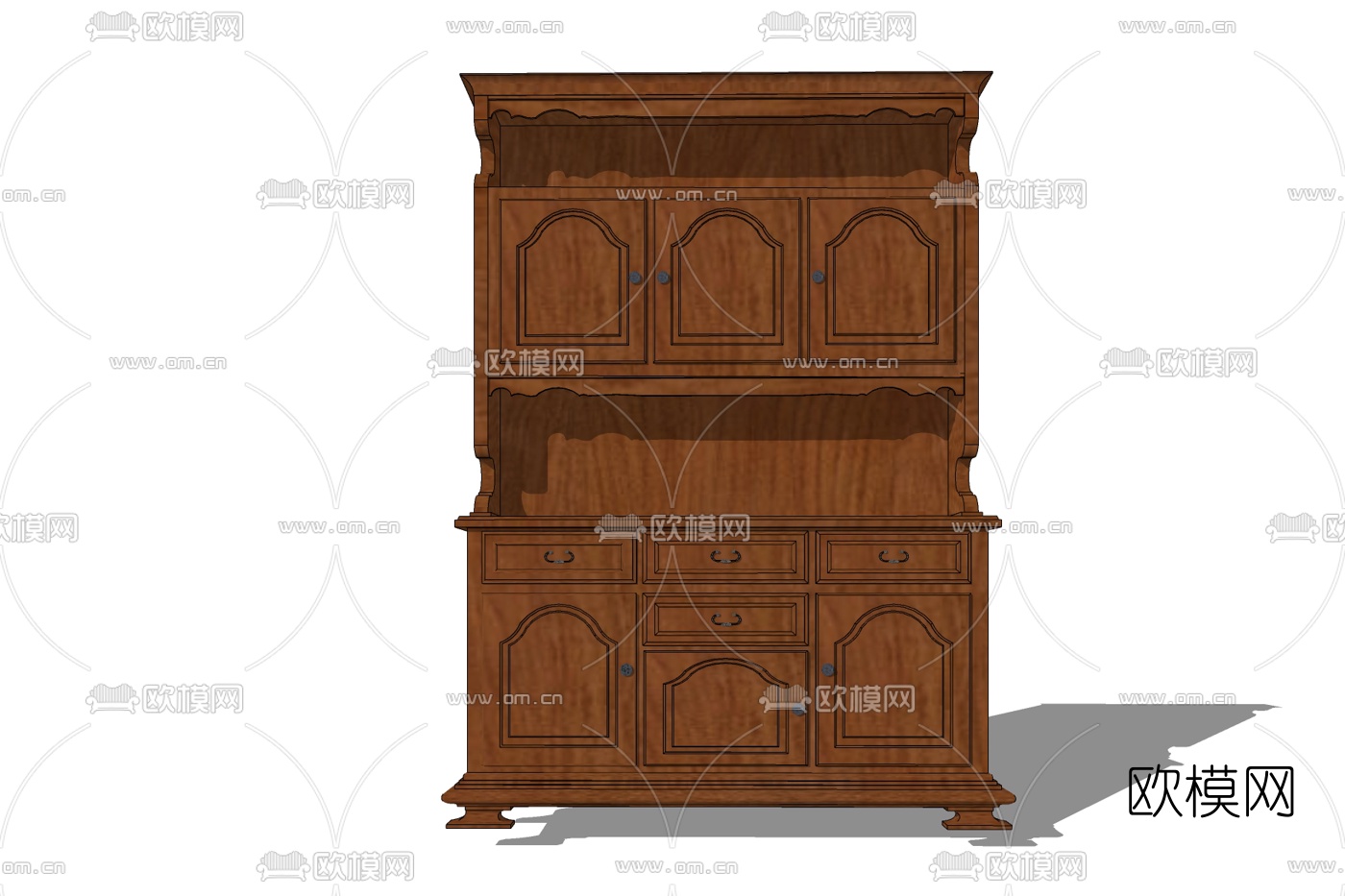 美式实木酒柜免费su模型下载