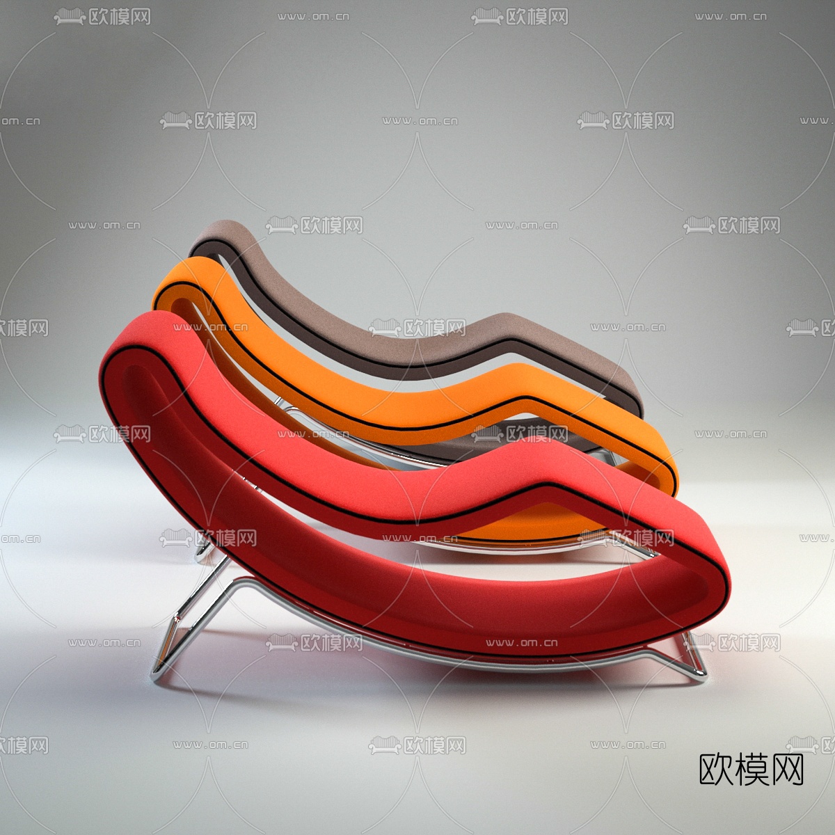 现代布艺休闲躺椅3d模型