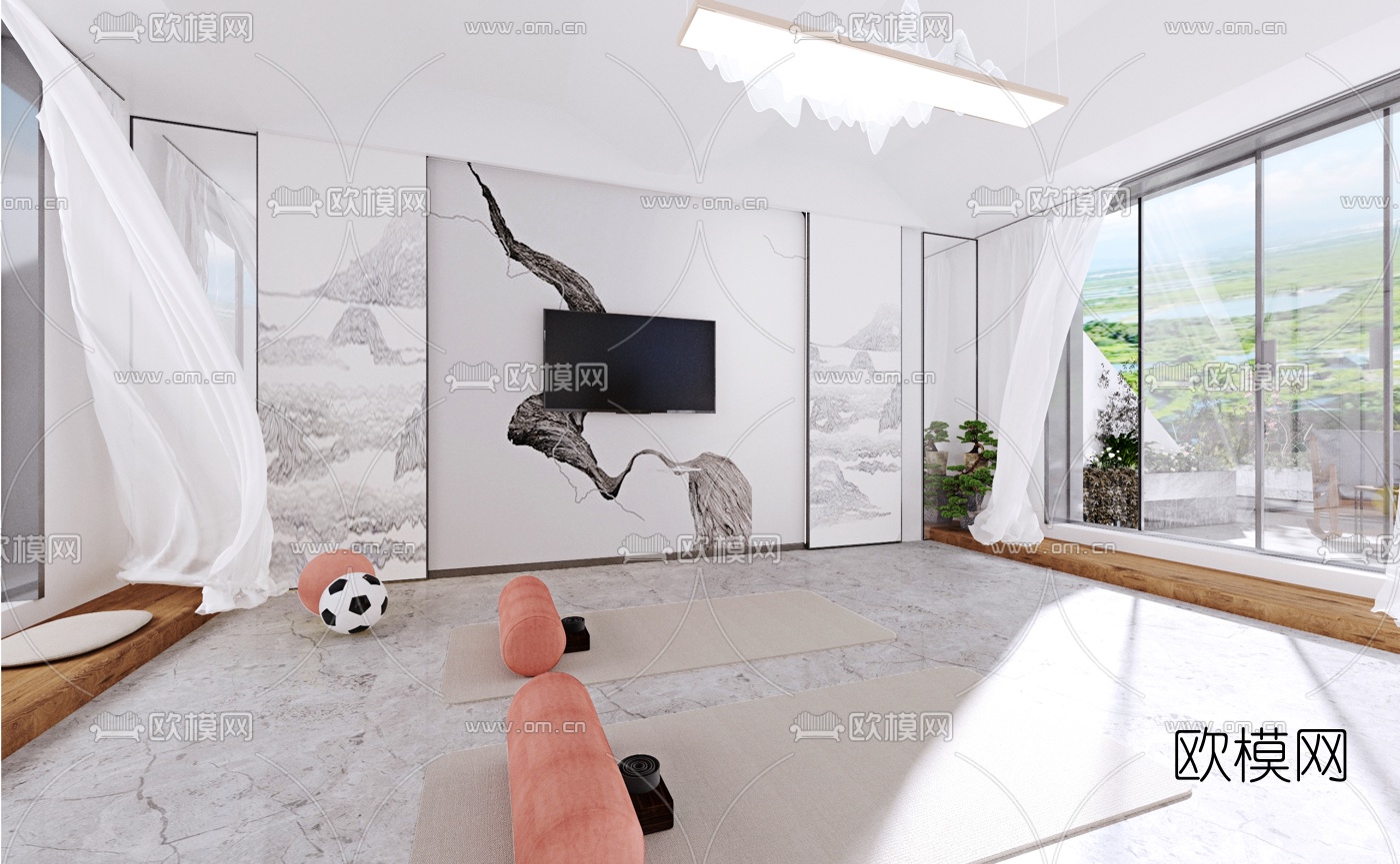 新中式书房茶室衣帽间免费3d模型